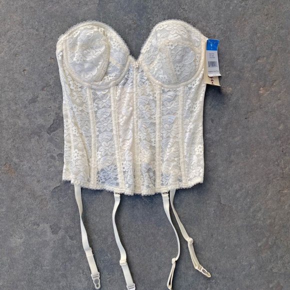 Deadstock NEW Vintage 1990's Dominique Lace Ivory Corset Bustier Top - Picture 3 of 4